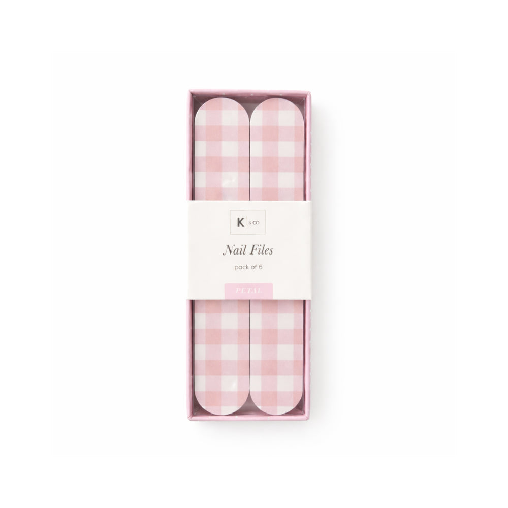 K&Co. Petal Series Printed Nail File 6pk - PINK GINGHAM